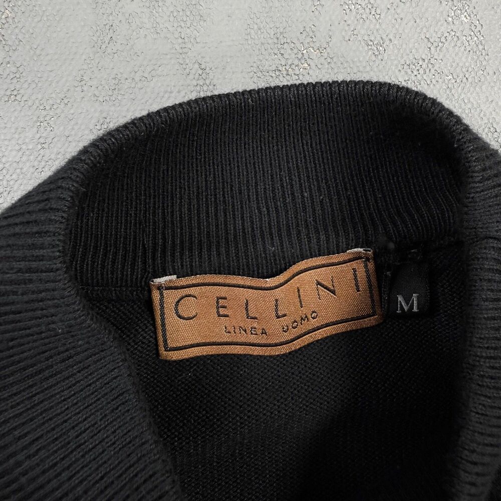 Vintage Cellini Linea Uomo Cotton Blend Lightweight Mock Neck Sweater Men's M - Picture 2 of 3